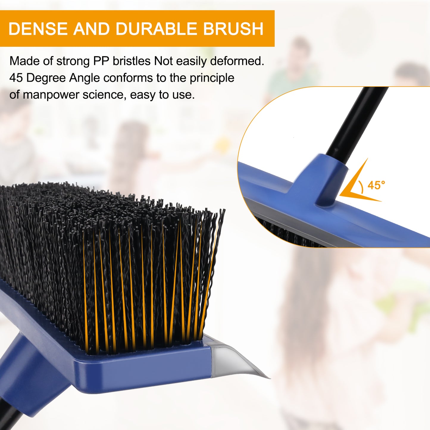 Floor Scrub Brush with 150cm Telescopic Long Handle,2 in 1 Scrape Brush Stiff Bristle Shower Scrubber Squeegee for Cleaning Deck Patio Bathroom Garage Kitchen Floor Wall Tile