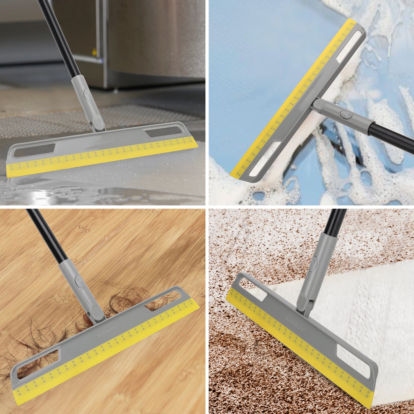 Squeegee Broom for Floor,150CM Rubber Squeegee Broom with Long Handle for Kitchen,BathroomTile,Window,Shower Glass Floor Water Scraping,Dusting, Stain Removing,Cleaning