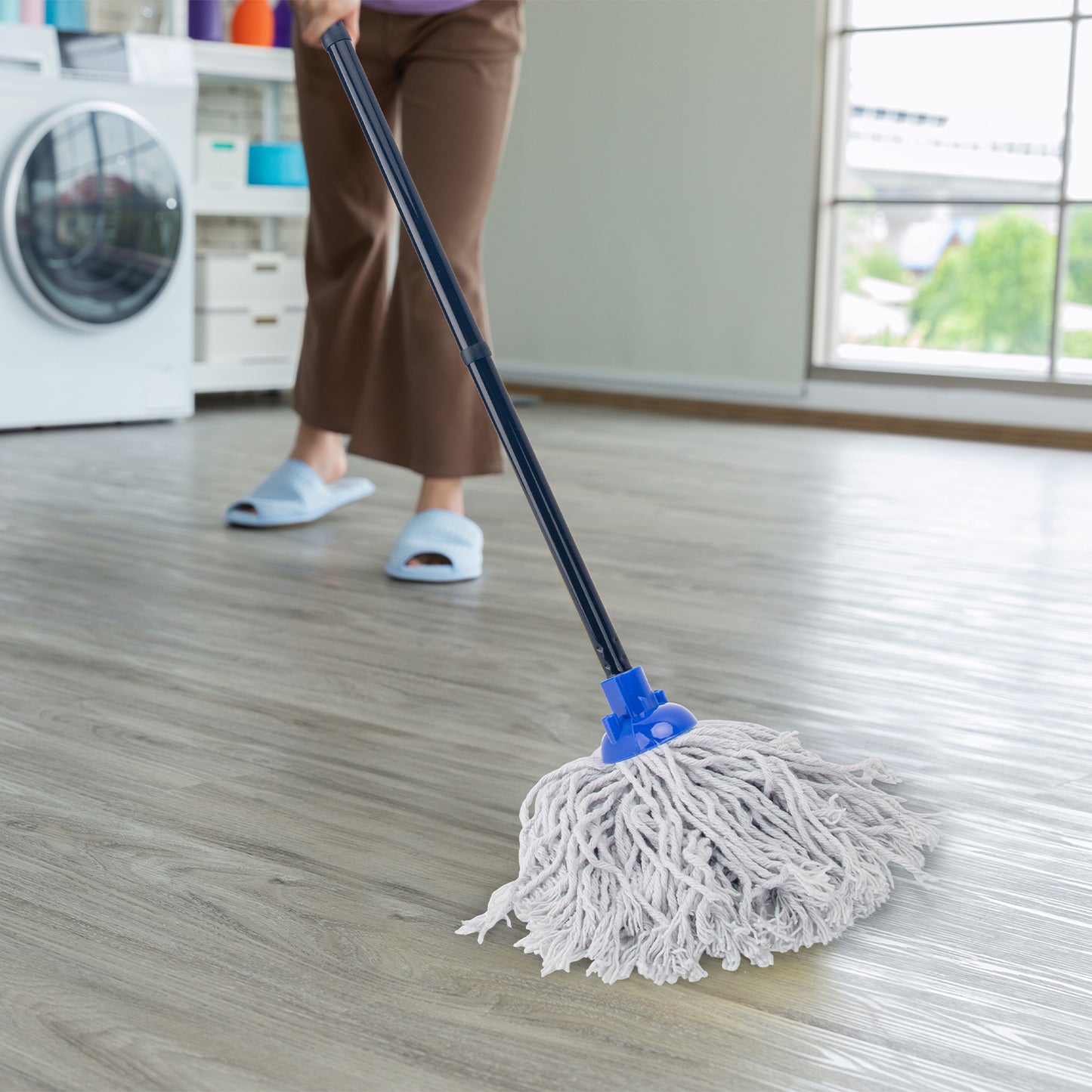 KeFanta Wischmopp für die Bodenreinigung aus 2 Stück Ersatzköpfe aus Baumwolle, 144 cm Metallgriff und Nachfüllung, effektiver Reinigungsmopp für Zuhause, Büro und Gewerbe
