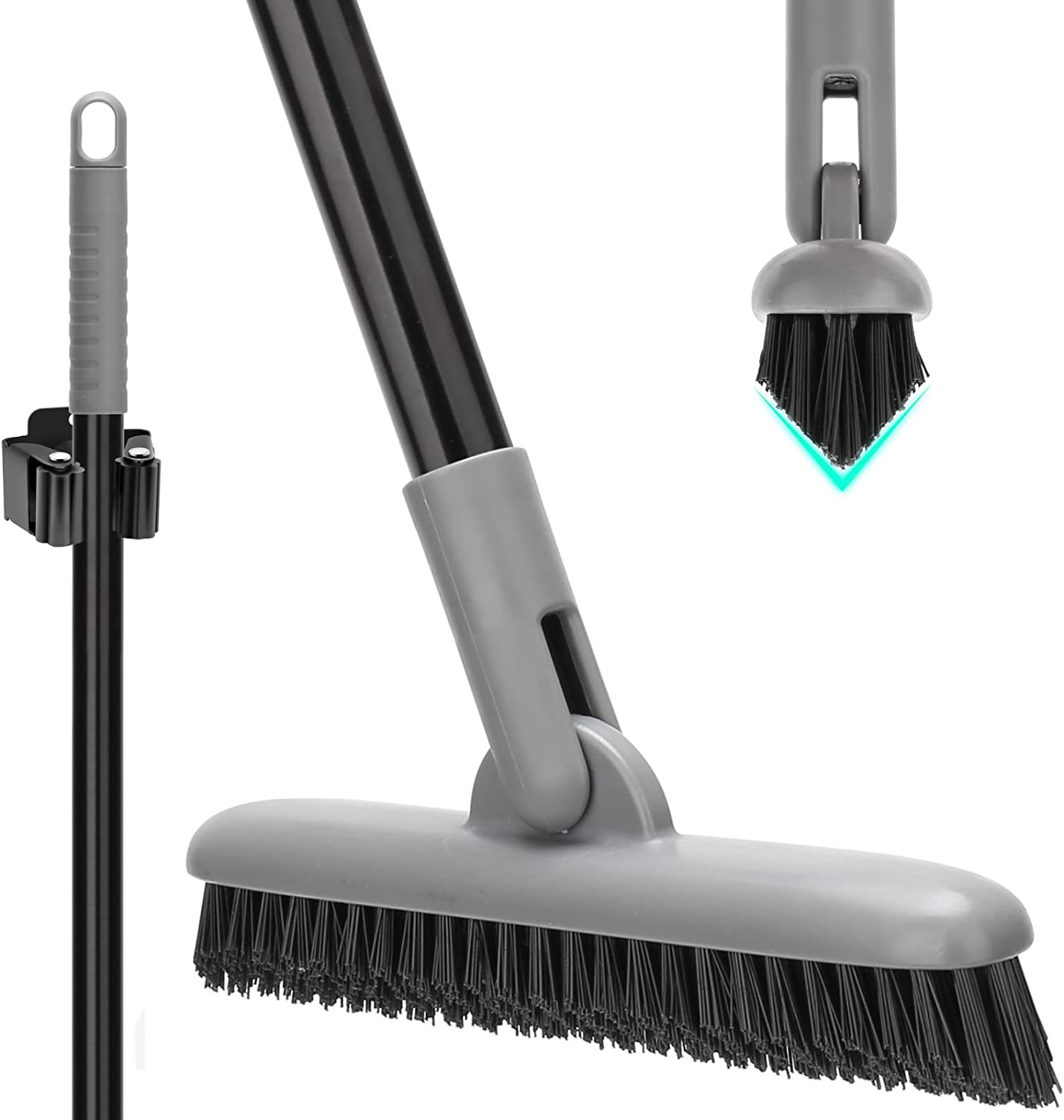 Grout Brush with Long Handle, Tile Cleaner Tool for Shower, Bathroom Floors Scrubber for Grout Cleaning