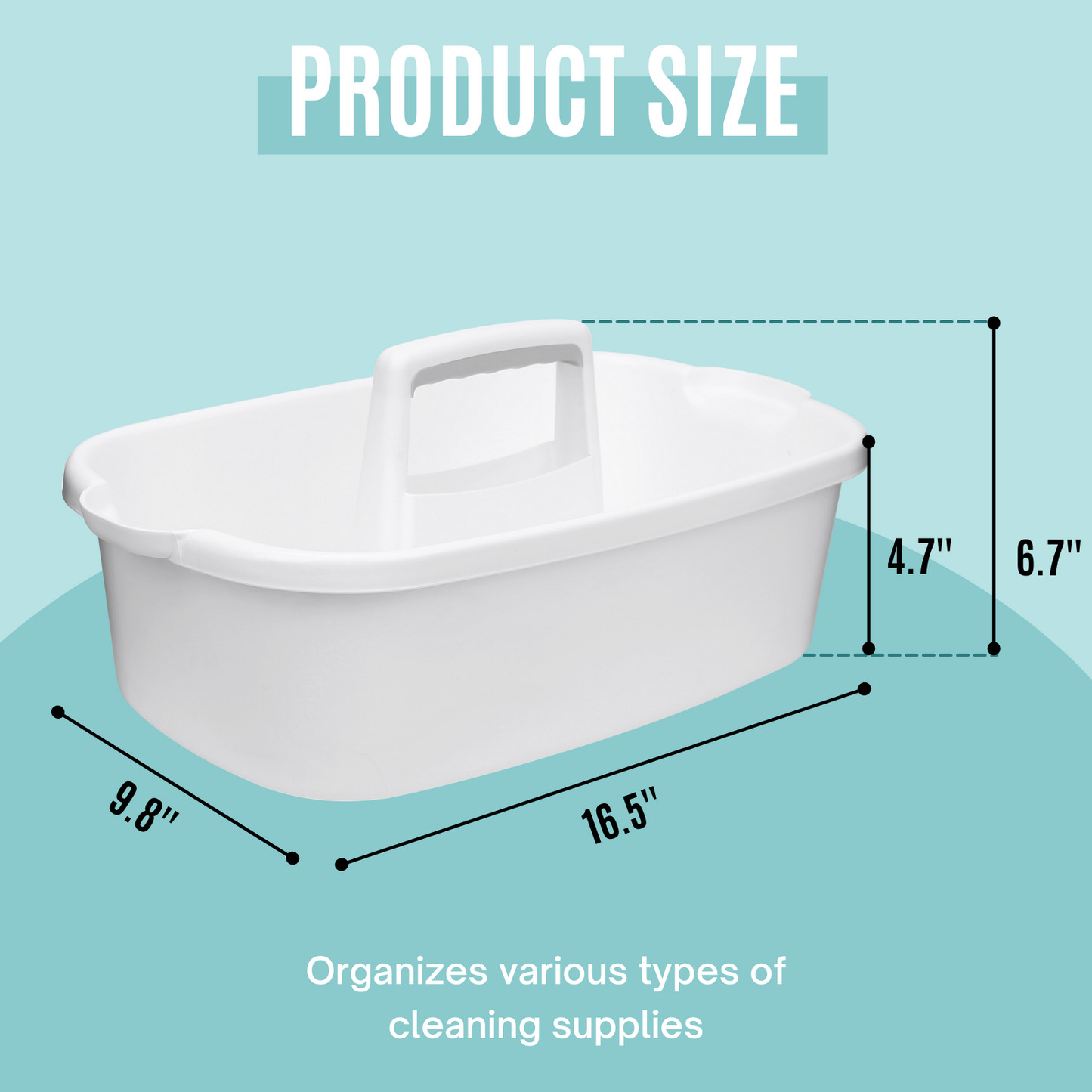 Cleaning Supplies Caddy, Cleaning Supply Organizer with Handle, Plastic Caddy for Cleaning Products, Under Sink Tool Storage Caddy, White