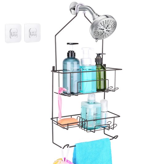 Hanging Shower Caddy over Shower Head, Bathroom Shower Organizer, Shower Storage Rack, Shampoo and Soap Holder, Bronze