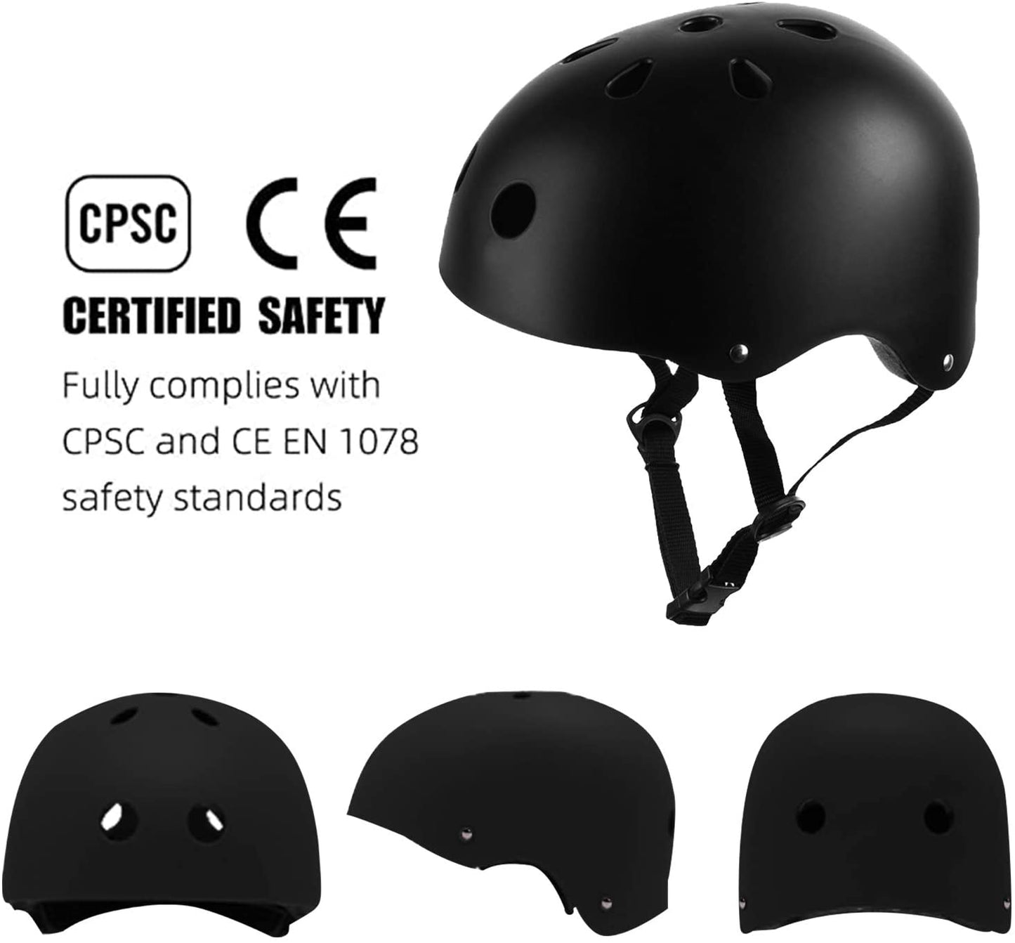 Skateboard Helmet for Roller Skate, Longboard, Inline Skating, Bike Helmets with Adjustable Straps