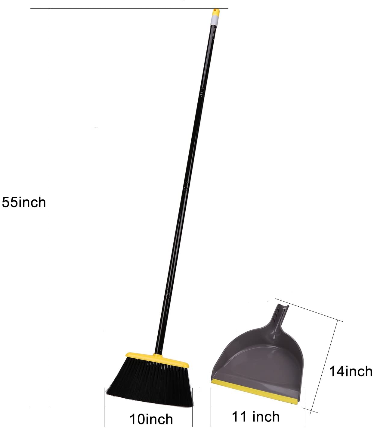 Angle Broom with Dustpan,Dust pan Snaps On Broom Handles,Broom with Attachable Dustpan