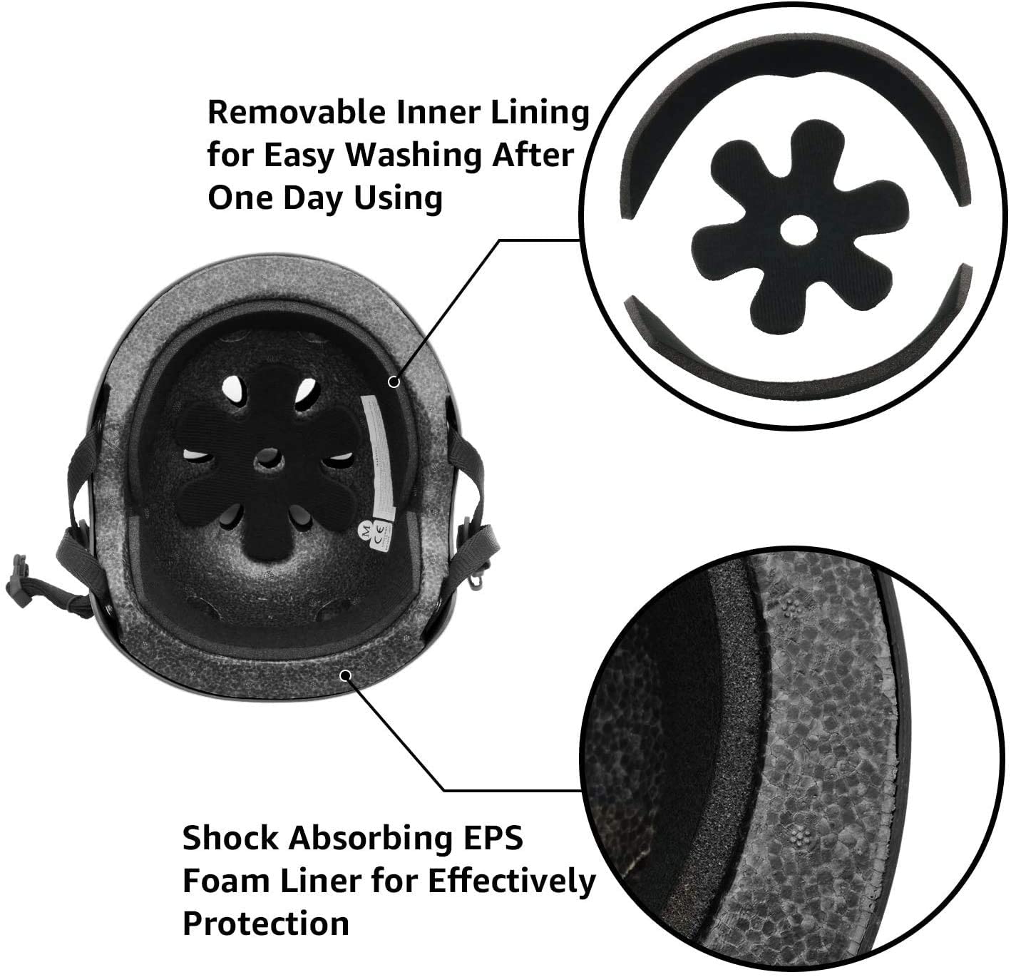 Skateboard Helmet for Roller Skate, Longboard, Inline Skating, Bike Helmets with Adjustable Straps