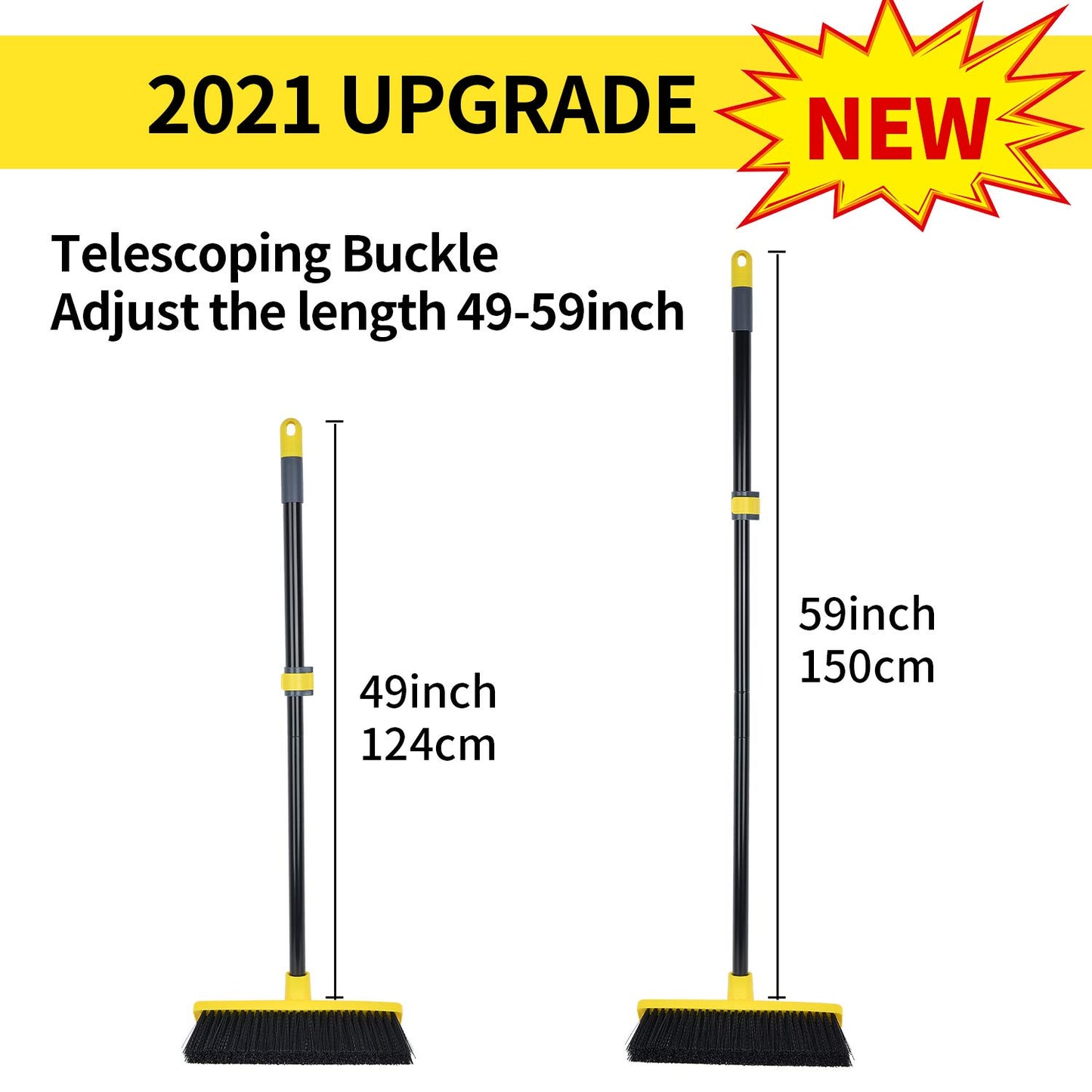 Yard Brush Heavy Duty Outdoor Concrete Broom Telescopic Long Handle with Stiff Bristles for Cleaning Scrubbing Deck Driveway Yard Patio Wood Stone Tile Garden Warehouse Carpet