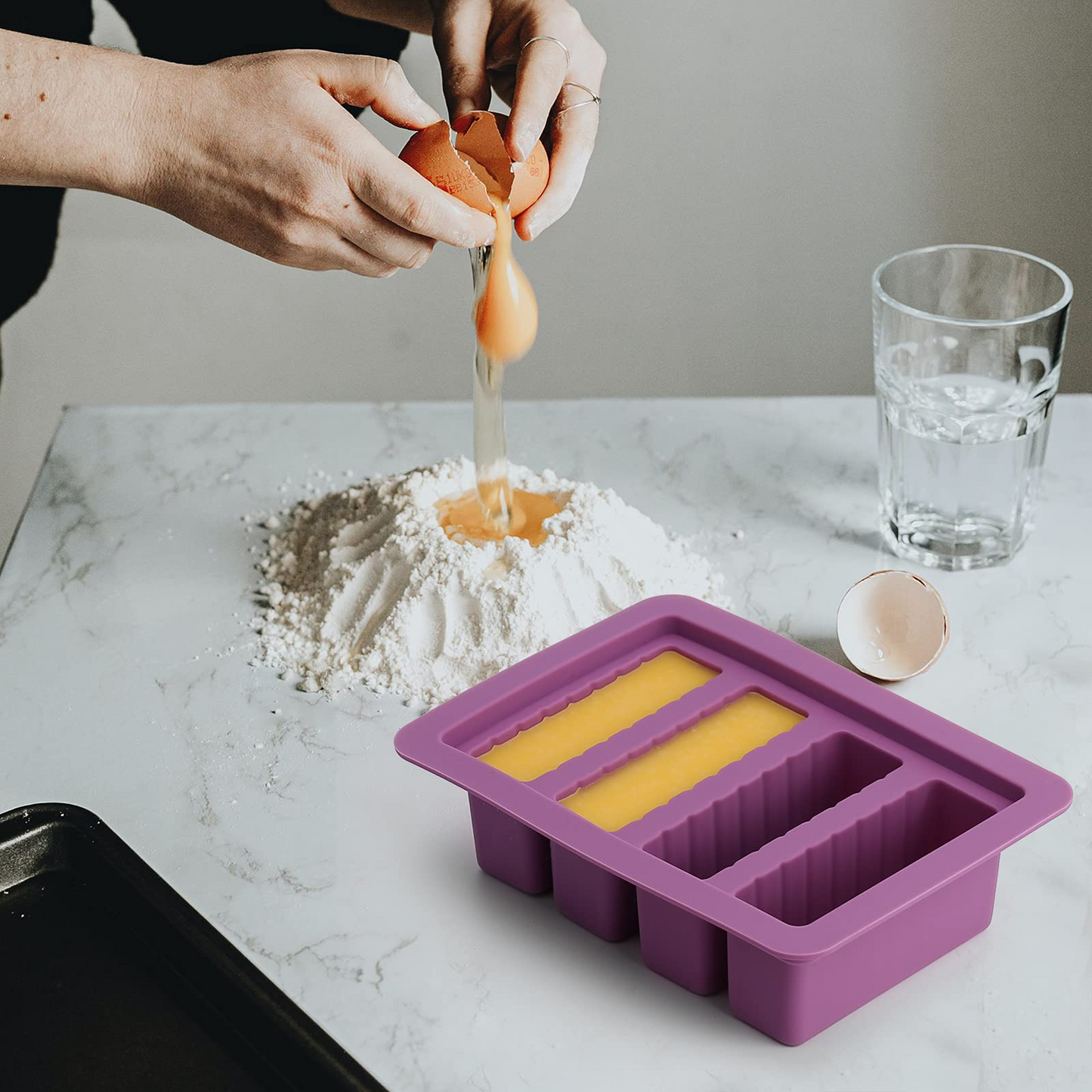 Silicon Butter Mold, Butter Molds Tray with Lid,Large Butter Maker with Food Grade Silicone Spatulas,Rectangle Container for Brownies,Homemade Butter,Herbed,Garlic Butter
