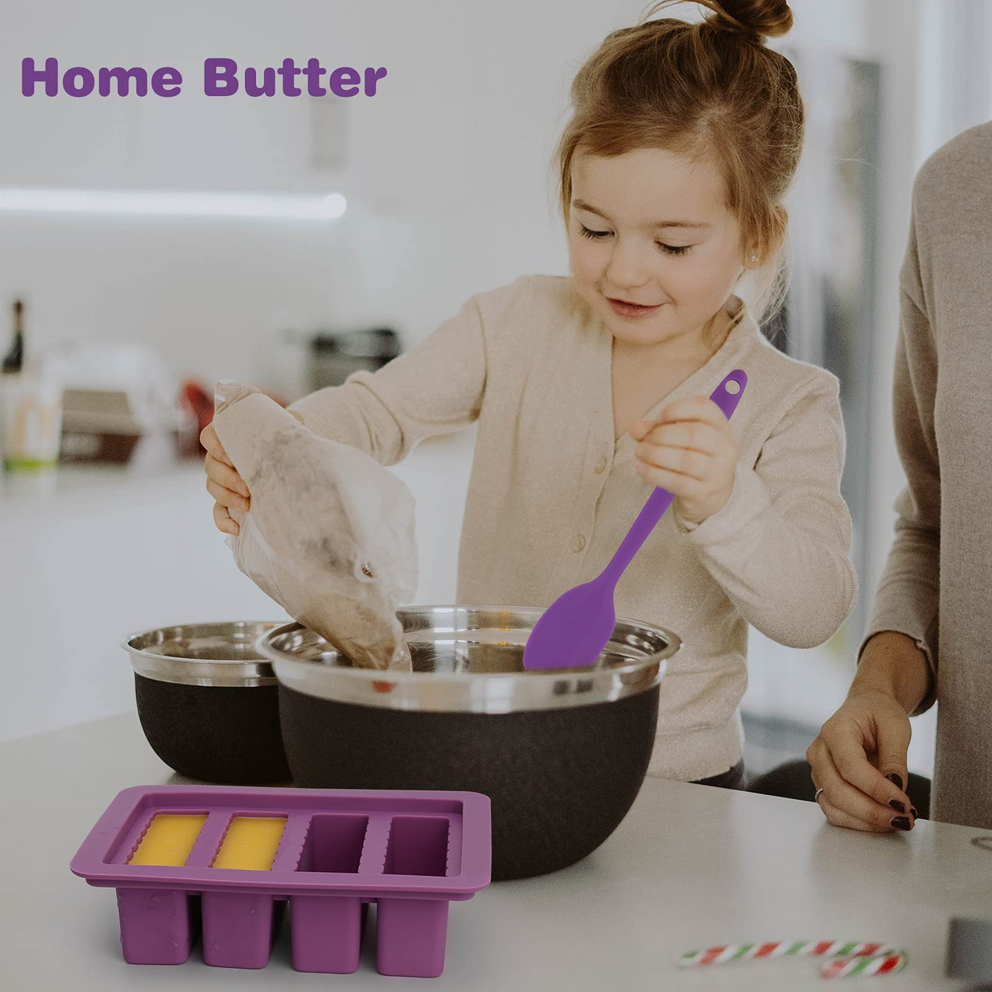 Silicon Butter Mold, Butter Molds Tray with Lid,Large Butter Maker with Food Grade Silicone Spatulas,Rectangle Container for Brownies,Homemade Butter,Herbed,Garlic Butter