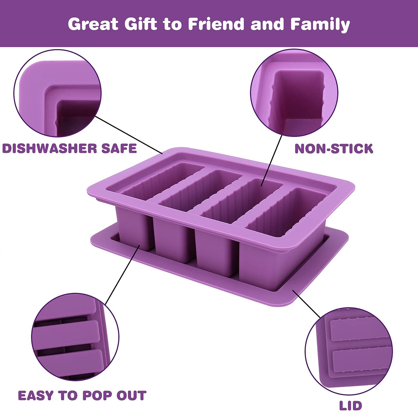Silicon Butter Mold, Butter Molds Tray with Lid,Large Butter Maker with Food Grade Silicone Spatulas,Rectangle Container for Brownies,Homemade Butter,Herbed,Garlic Butter