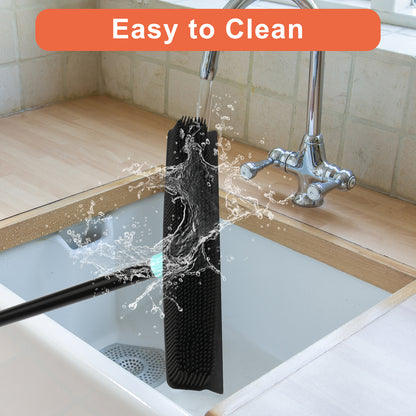 Rubber Floor Brushes Pet Hair Broom with Squeegee150 CM Adjustable Handle, for Hardwood Floor, Tile Artificial Grass Cleaner Brush includes One Microfiber Cloth Dusting