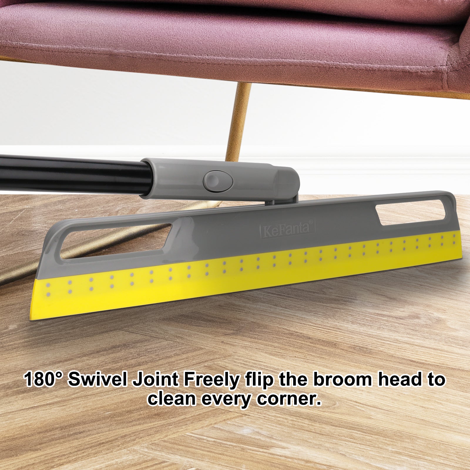 Squeegee Broom for Floor, 18'' Rubber Squeegee with 60'' Long Handle for  Bathroom Tile, Garage Concrete, Deck, Shower Glass, Window Cleaning, Heavy