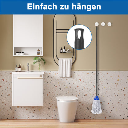 KeFanta Wischmopp für die Bodenreinigung aus 2 Stück Ersatzköpfe aus Baumwolle, 144 cm Metallgriff und Nachfüllung, effektiver Reinigungsmopp für Zuhause, Büro und Gewerbe