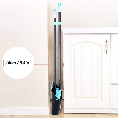 Ylebs Long Handled Dustpan and Brush Set /Broom and Dustpan 137 CM Extendable Handle, Broom Cleans Dustpan Combo for Indoor Outdoor Lobby Office Kitchen Cleaning and Sweeping