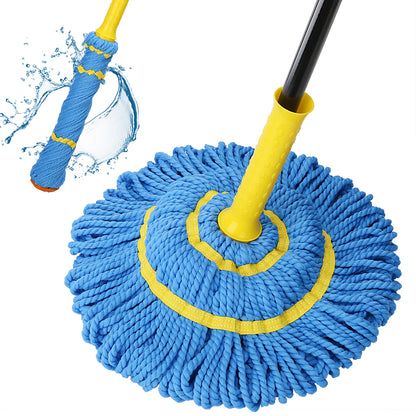 Self-Wringing Twist Mops for Floor Cleaning, Microfiber Floor mop with 57 " Long Handle, Easy Wringing Mop for Hardwood Commercial Household Clean
