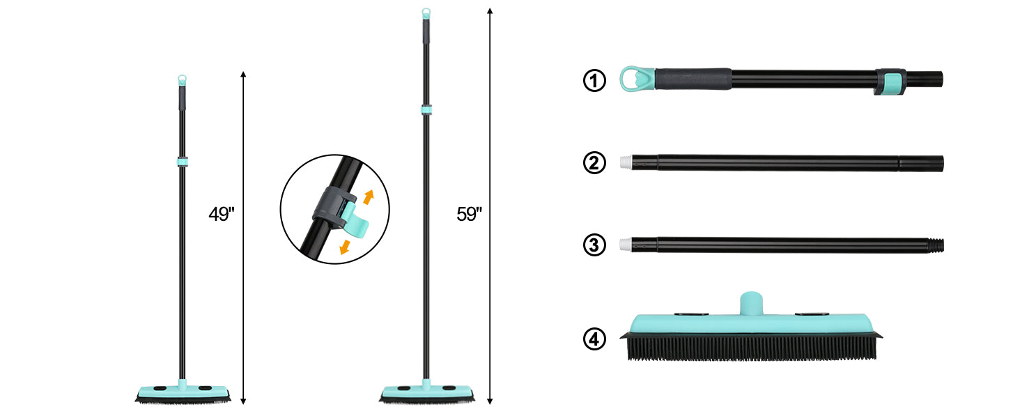 Rubber Floor Brushes Pet Hair Broom with Squeegee150 CM Adjustable Han –  KeFanta