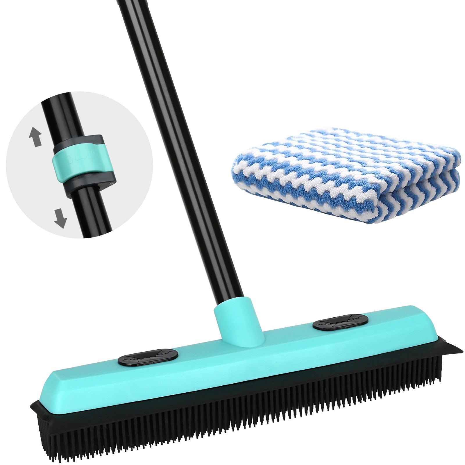 Pet Hair Rubber Broom Floor Brush for Carpet Dog Hair Remover with Built in  Squeegee Silicone Broom Suitable for All Surface