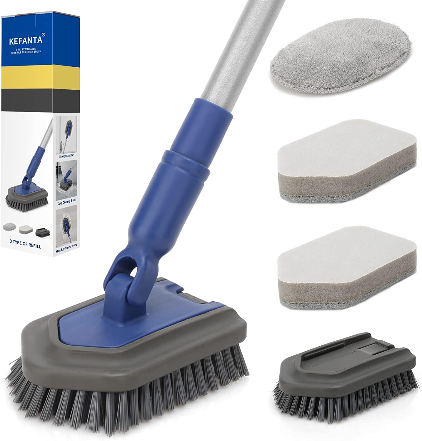 Grout Scrubber Brush for Shower, Tile Cleaning Tool with Long Handle, 49''  Grout Cleaner Brushes for Bathroom Floors