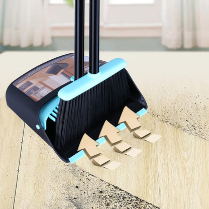 Ylebs Long Handled Dustpan and Brush Set /Broom and Dustpan 137 CM Extendable Handle, Broom Cleans Dustpan Combo for Indoor Outdoor Lobby Office Kitchen Cleaning and Sweeping