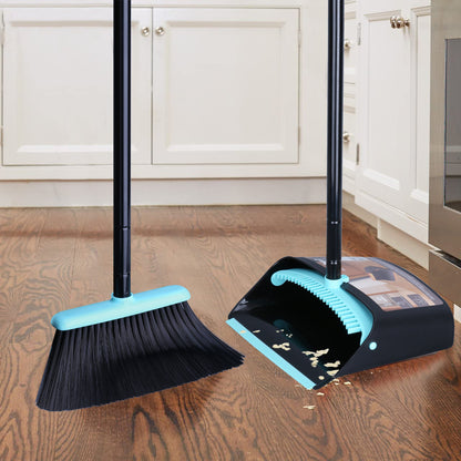 Ylebs Long Handled Dustpan and Brush Set /Broom and Dustpan 137 CM Extendable Handle, Broom Cleans Dustpan Combo for Indoor Outdoor Lobby Office Kitchen Cleaning and Sweeping