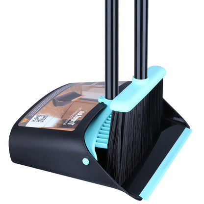 Ylebs Long Handled Dustpan and Brush Set /Broom and Dustpan 137 CM Extendable Handle, Broom Cleans Dustpan Combo for Indoor Outdoor Lobby Office Kitchen Cleaning and Sweeping