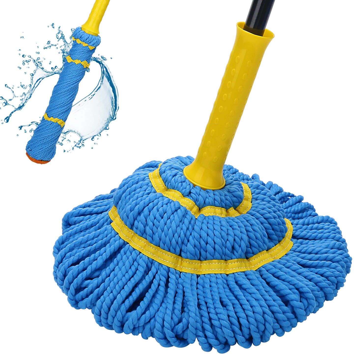Self-Wringing Twist Mops for Floor Cleaning, Microfiber Floor mop with 57 " Long Handle, Easy Wringing Mop for Hardwood Commercial Household Clean