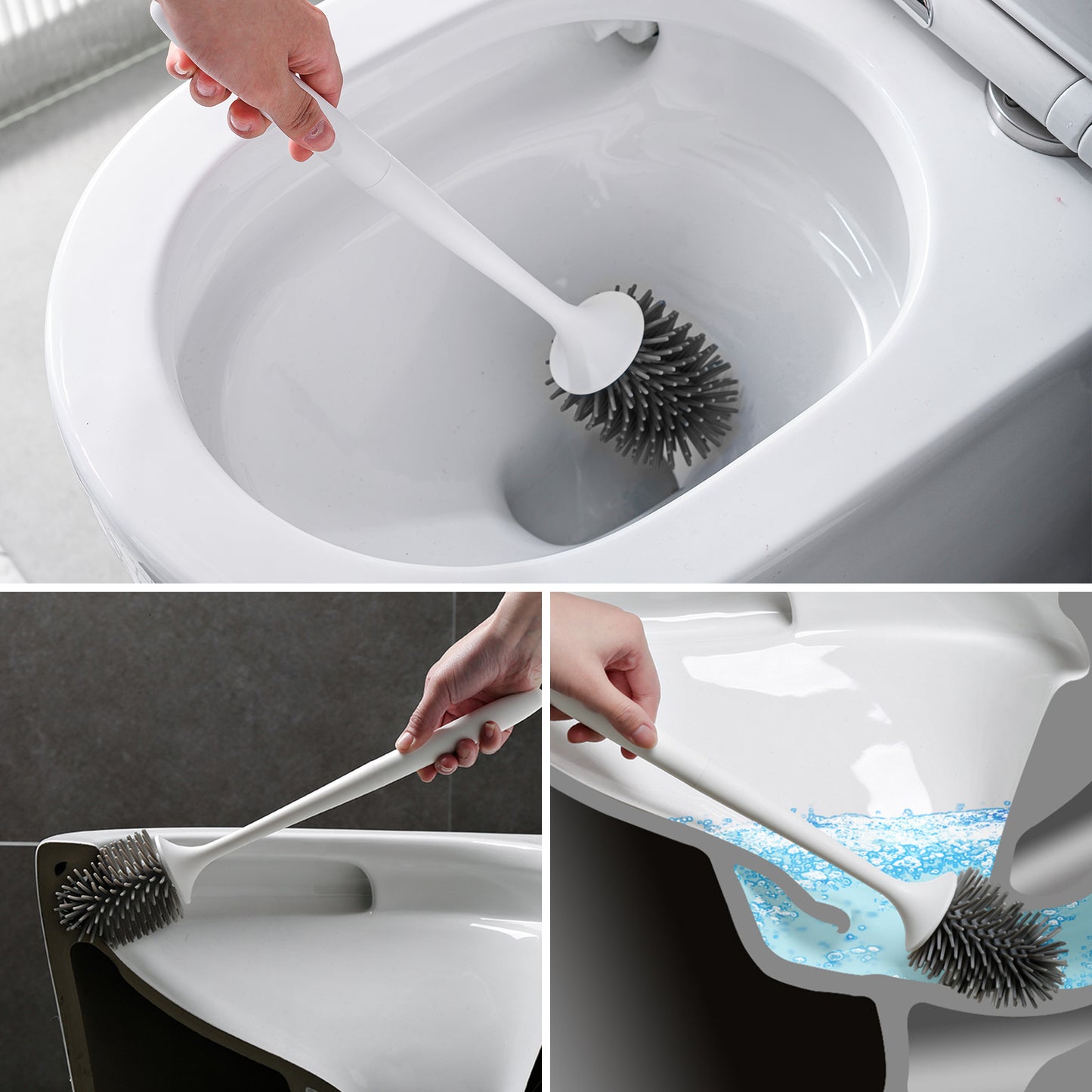 Toilet Bowl Brush and Holder Set, Silicone Toilet Brush with Holder, Flexible Toilet Cleaning Scrubber