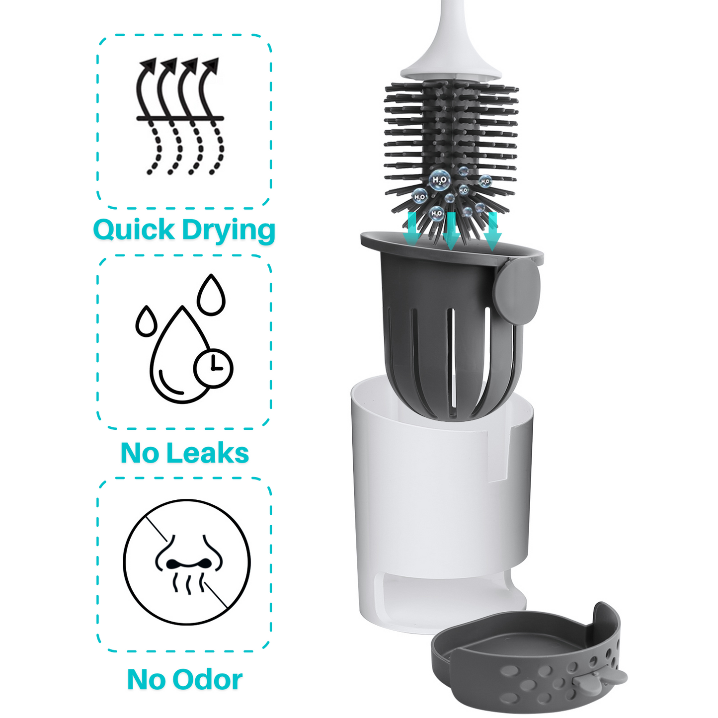 Toilet Bowl Brush and Holder Set, Silicone Toilet Brush with Holder, Flexible Toilet Cleaning Scrubber