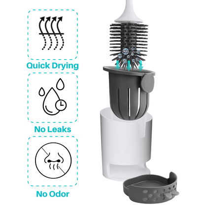 Toilet Bowl Brush and Holder Set, Silicone Toilet Brush with Holder, Flexible Toilet Cleaning Scrubber