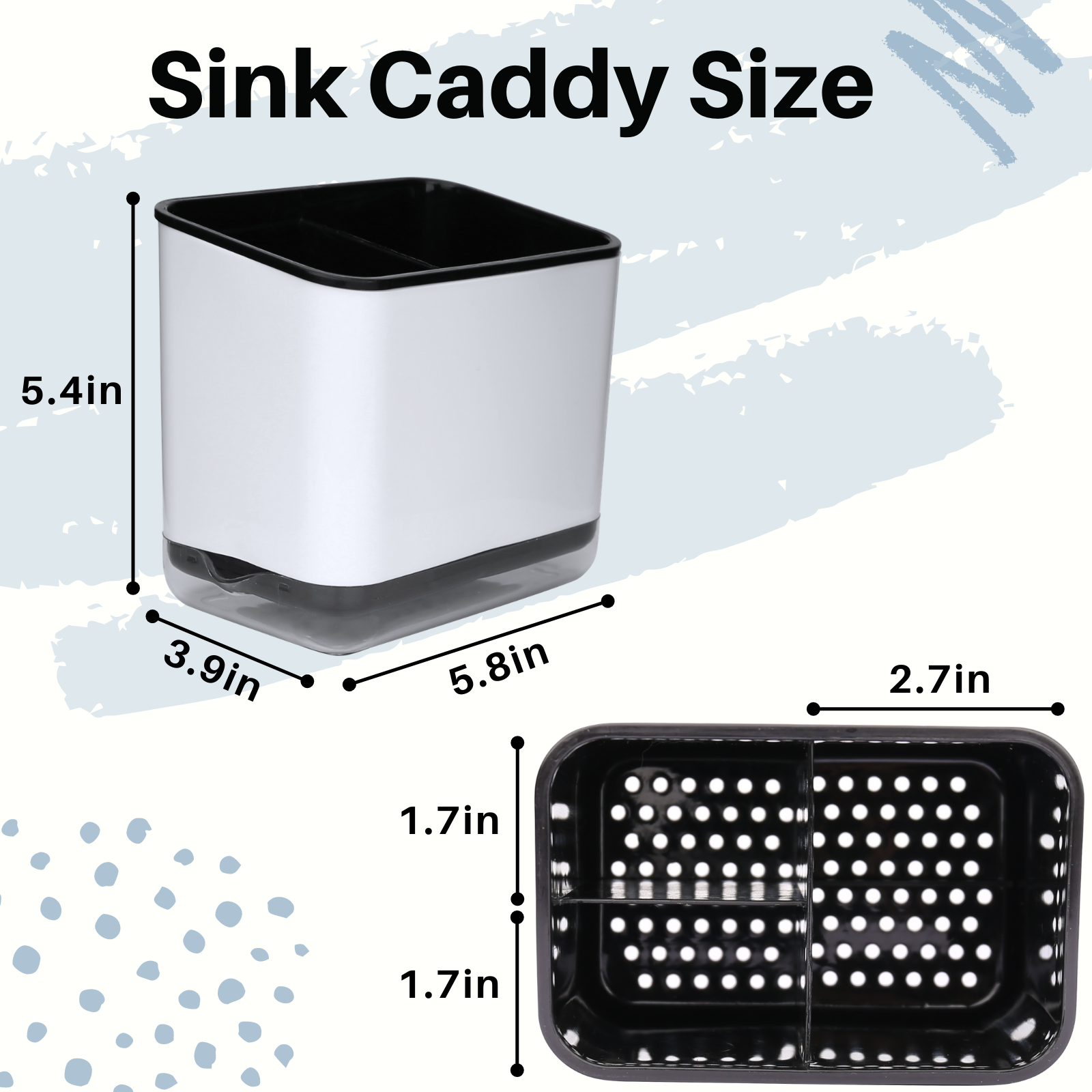 Sink Caddy for Countertop, Sponge Holder for Kitchen Sink, Dish