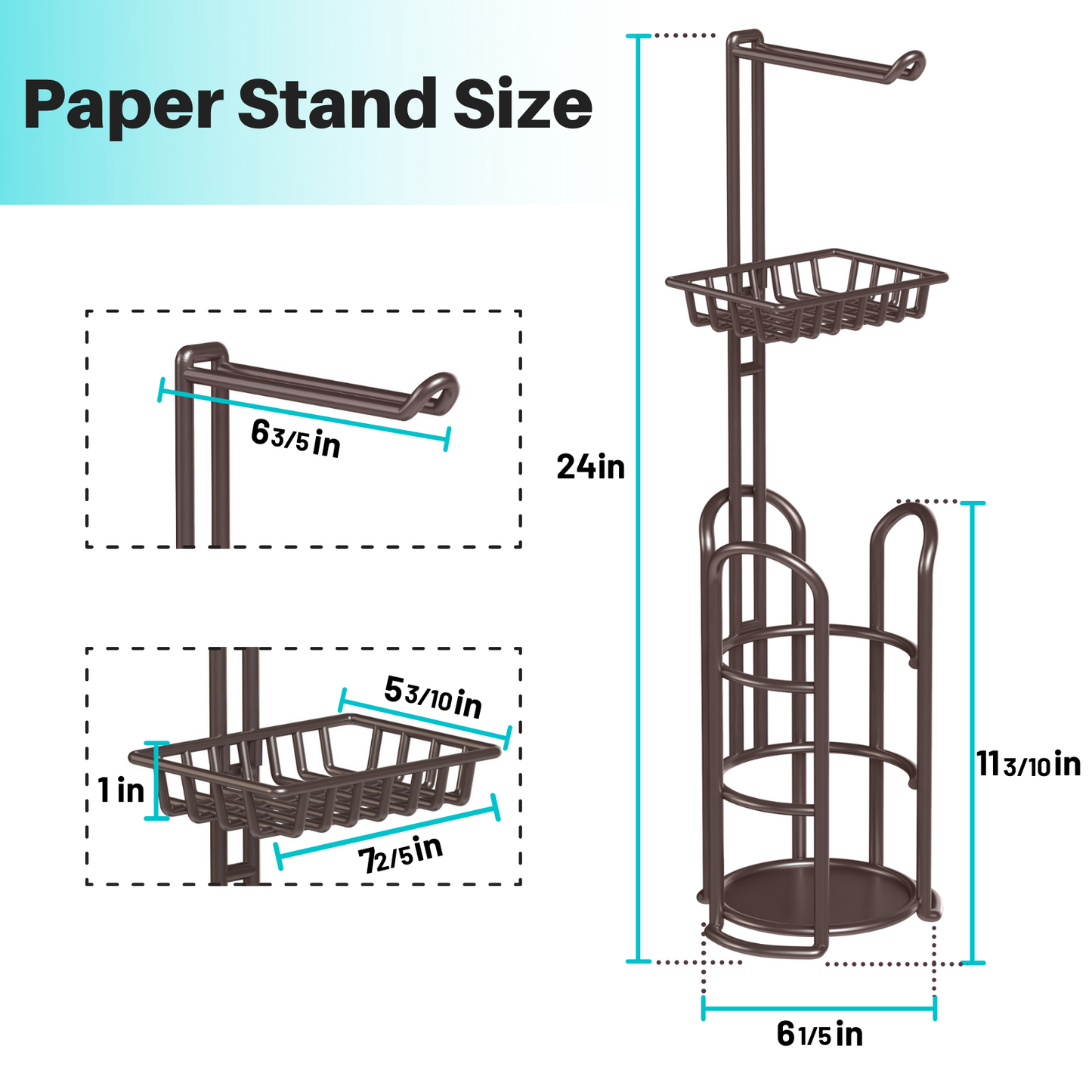 Toilet Paper Holder Stand with Reserve and Dispenser for 4 Mega Roll, Bathroom Freestanding Toilet Tissue Storage with Shelf for Wipes and Phone, Bronze