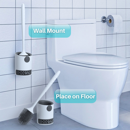 Toilet Bowl Brush and Holder Set, Silicone Toilet Brush with Holder, Flexible Toilet Cleaning Scrubber