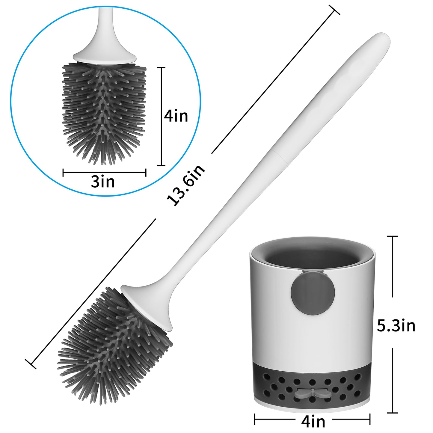 Toilet Bowl Brush and Holder Set, Silicone Toilet Brush with Holder, Flexible Toilet Cleaning Scrubber