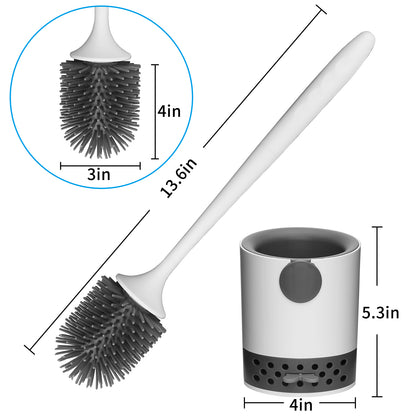 Toilet Bowl Brush and Holder Set, Silicone Toilet Brush with Holder, Flexible Toilet Cleaning Scrubber