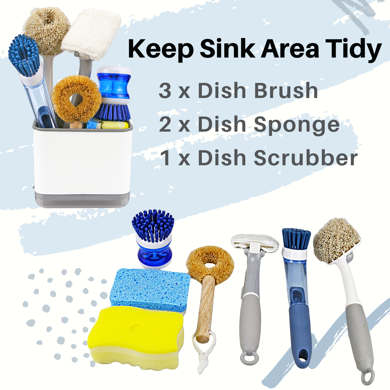 Kitchen Sink Caddy Sponge Holder, Hanging Dish Sponge Organizer Holder –  KeFanta