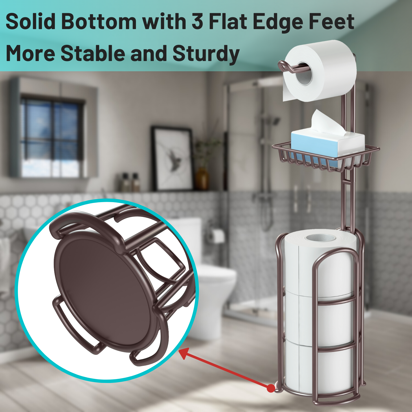Freestanding Toilet Paper Holder Stand with Shelf Toilet Tissue