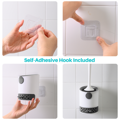 Toilet Bowl Brush and Holder Set, Silicone Toilet Brush with Holder, Flexible Toilet Cleaning Scrubber