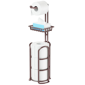 Toilet Paper Holder Stand with Reserve and Dispenser for 4 Mega