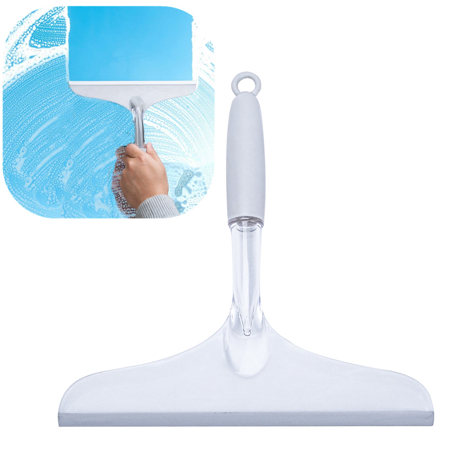 Pompotops Shower Squeegee for Shower Glass Door Bathroom Tile and Mirror, Window Squeegees Streak-Free Rubber Squeegee Wiper Cleaning Tools, Coffee
