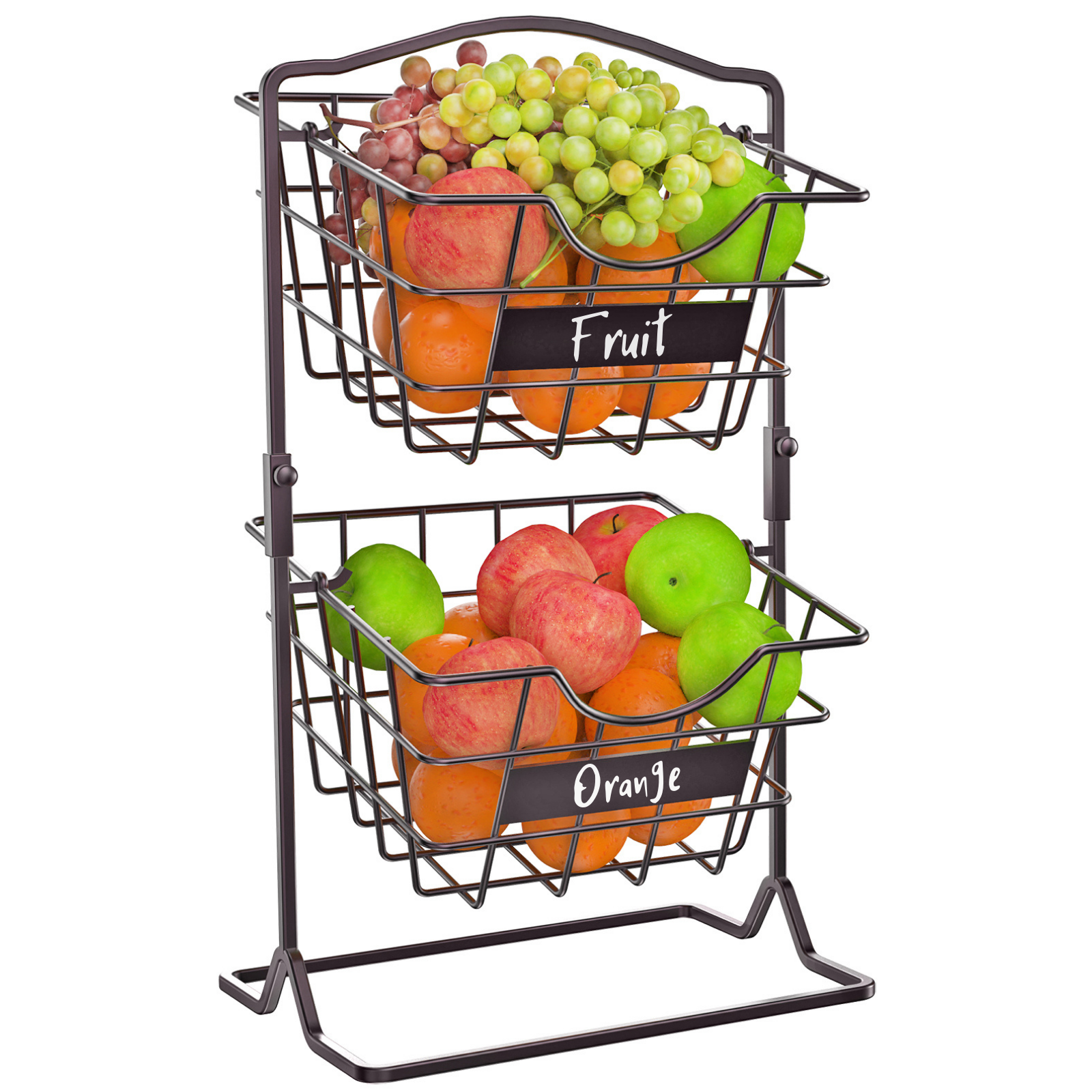 2 Pcs Stackable Fruit Baskets, Hanging Fruit Vegetable Basket Onion Potato  Storage for Kitchen Counter, Stackable Wire Basket Pantry Organizer Produce