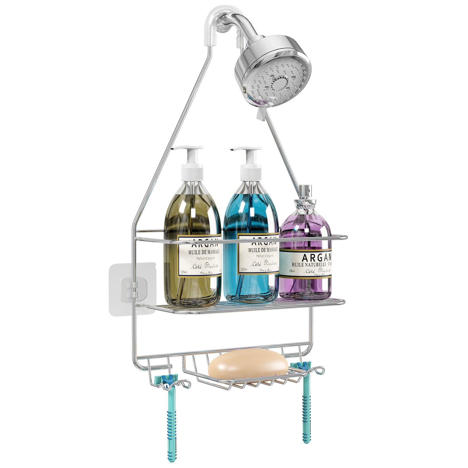 Acrylic Shower Caddy Shelves, 2 Pack Self Adhesive Bathroom Storage  Organizer, H