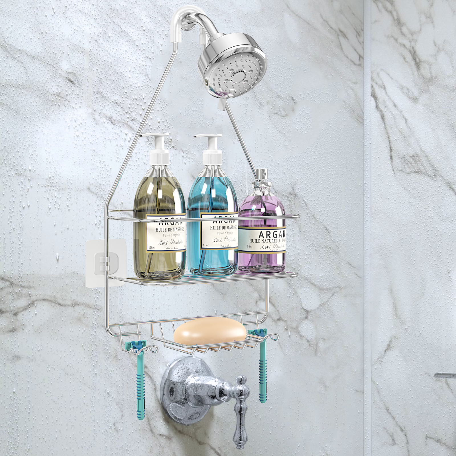 Hanging Shower Caddy, Bathroom Shelves Over Shower Head, Bathroom Organizer  For Shampoo, Conditioner, Soap With Hooks, Bathroom Caddy Organizer, Shower  Caddy Basket, Bathroom Accessories - Temu