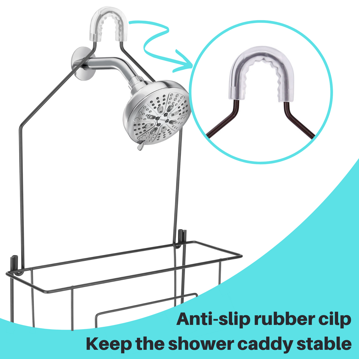 Hanging Shower Caddy over Shower Head, Bathroom Shower Organizer, Shower Storage Rack, Shampoo and Soap Holder, Bronze