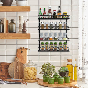 4 Tier Hanging Spice Racks for Wall Mount Cabinet Pantry Door
