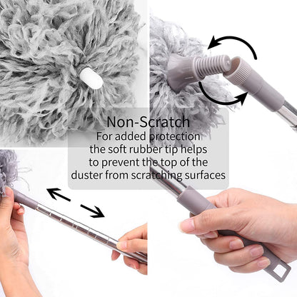 Dusters for Cleaning, Microfiber Ceiling Fan Duster, Long Duster for High Ceilings with Extension Pole, Extendable Reusable Feather Duster, Gray Visit the KeFanta Store