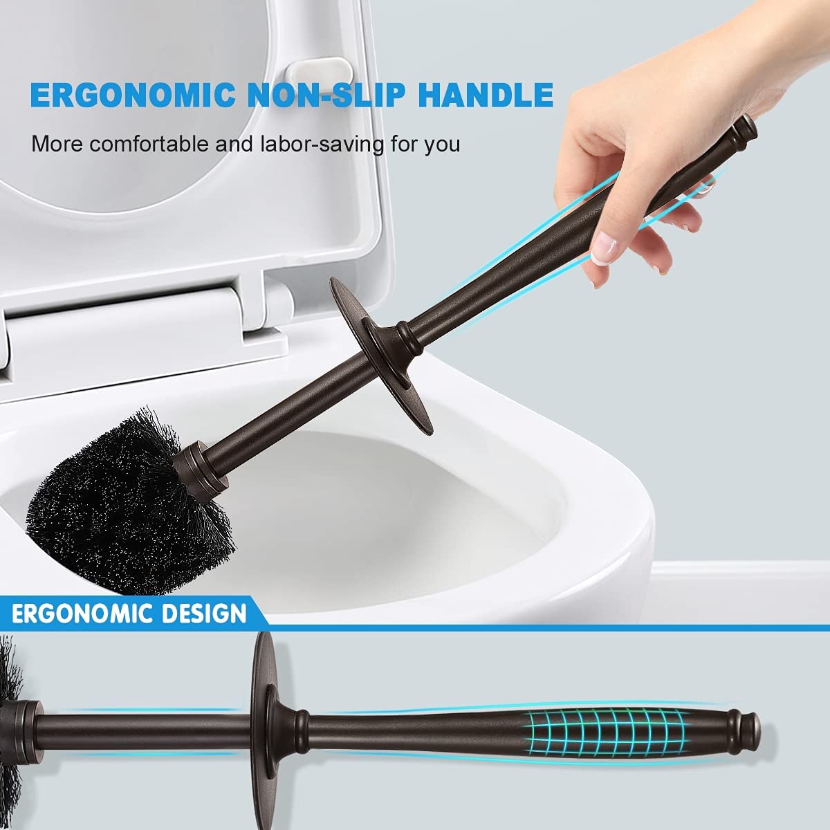 Ergonomic Toilet Brush and Holder
