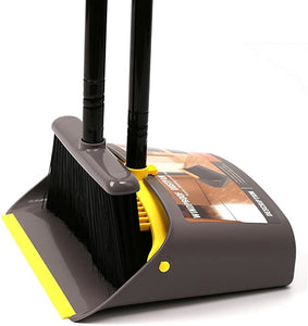 Dust Pan and Broom/Dustpan Cleans Broom Combo with 40"/52" Long Handle for Home Kitchen Room Office Lobby Floor Use Upright Stand up Dustpan Broom Set