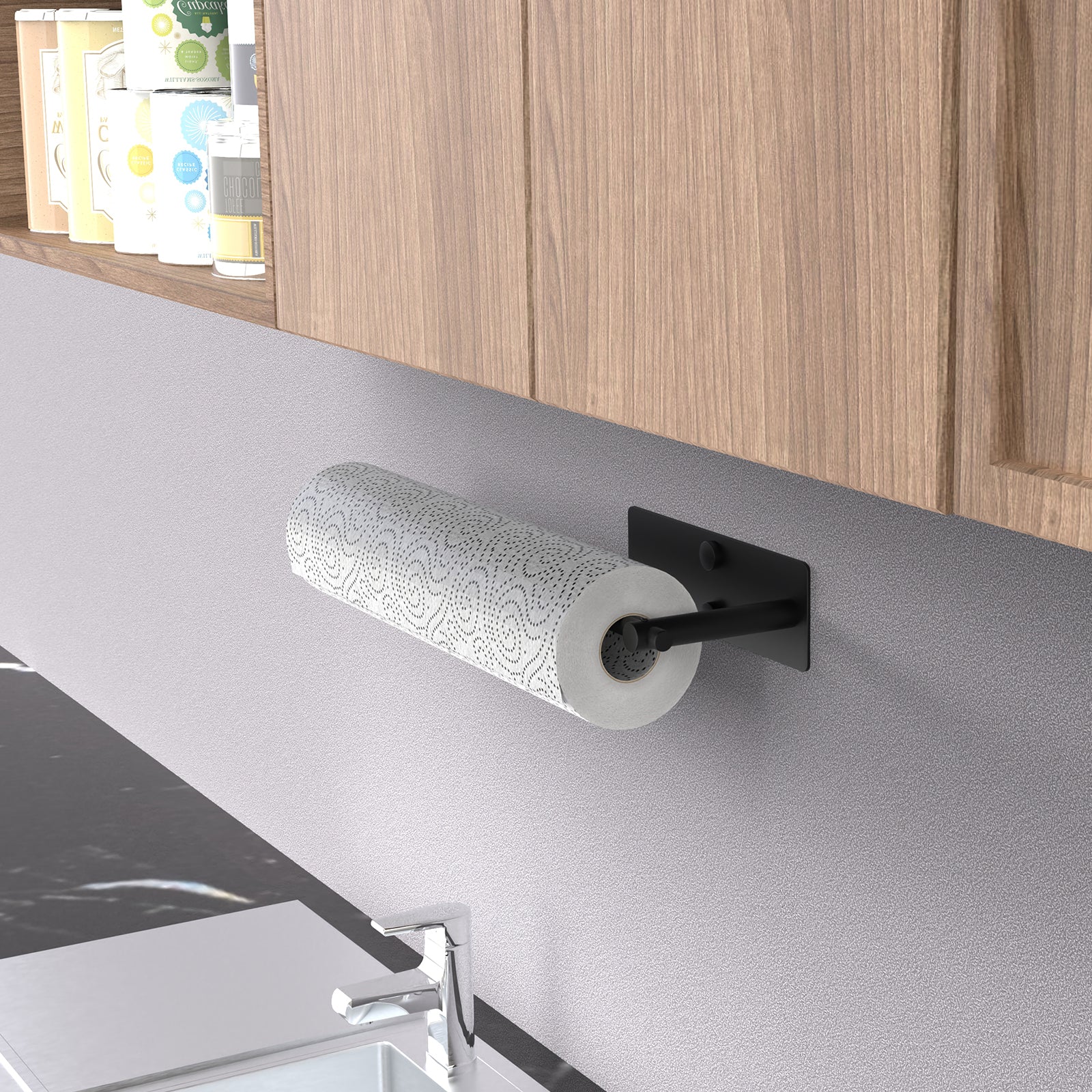 Paper Towel Holder Wall Mount Under Cabinet for Kitchen Self Adhesive  Silver.
