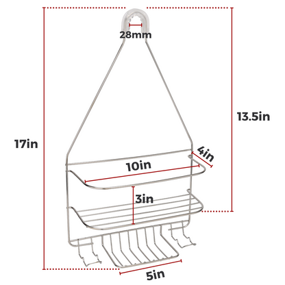 Shower Caddy Over Shower Head, Hanging Shower Organizer, Shampoo Rack and Soap Holder for Bathroom Storage, Silver