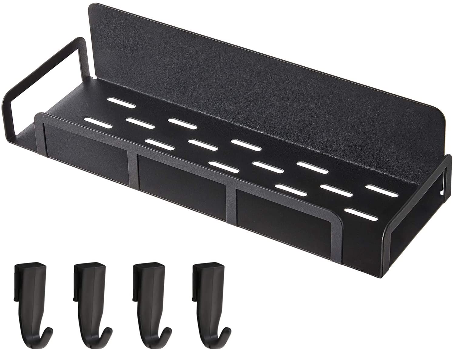 Mystozer 4-Pack Magnetic Spice Rack Organizer for Refrigerator, Plastic Fridge Shelf, Black