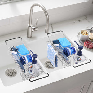 Sink Caddy Kitchen Sink Organizer with Dish Towel Bar, Stainless Steel –  KeFanta